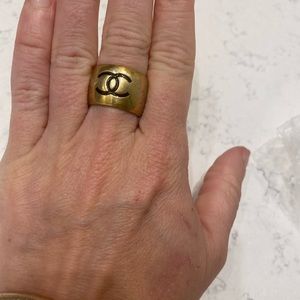 Vintage Chanel Ring Black CC
